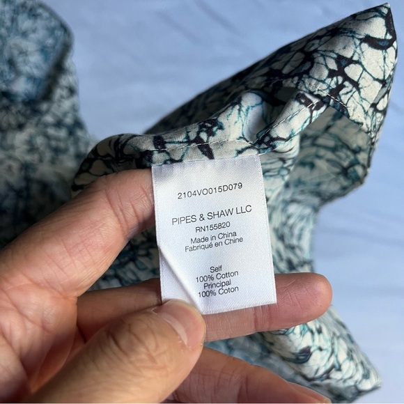 VERONICA BEARD cream navy printed cotton ruffle sleeveless tiered mini dress - Picture 8 of 8